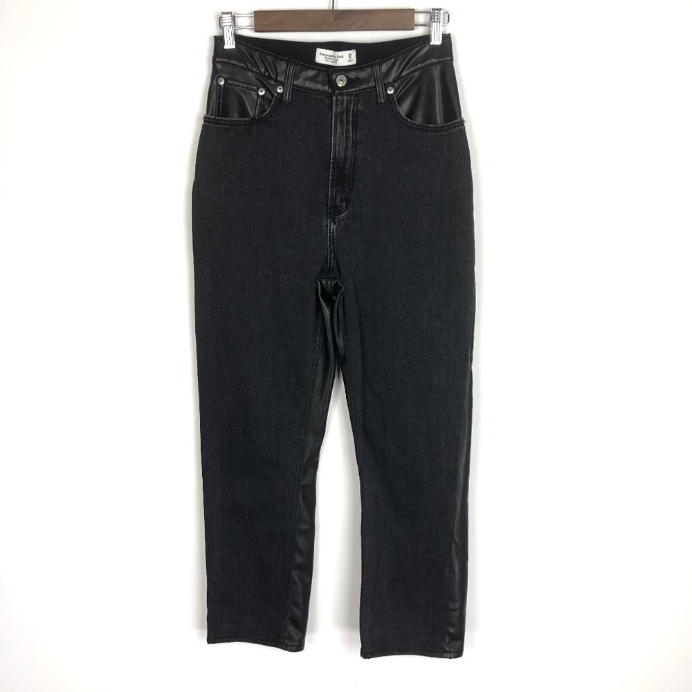 Abercrombie & Fitch Ankle Straight Ultra High Rise Curve Love 29/8R Faux Leather